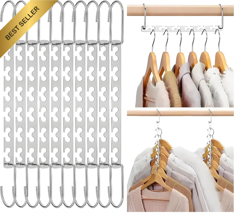 10 Pack Space Saving Hangers, Metal Magic Clothes Hangers for Wardrobe Storage O