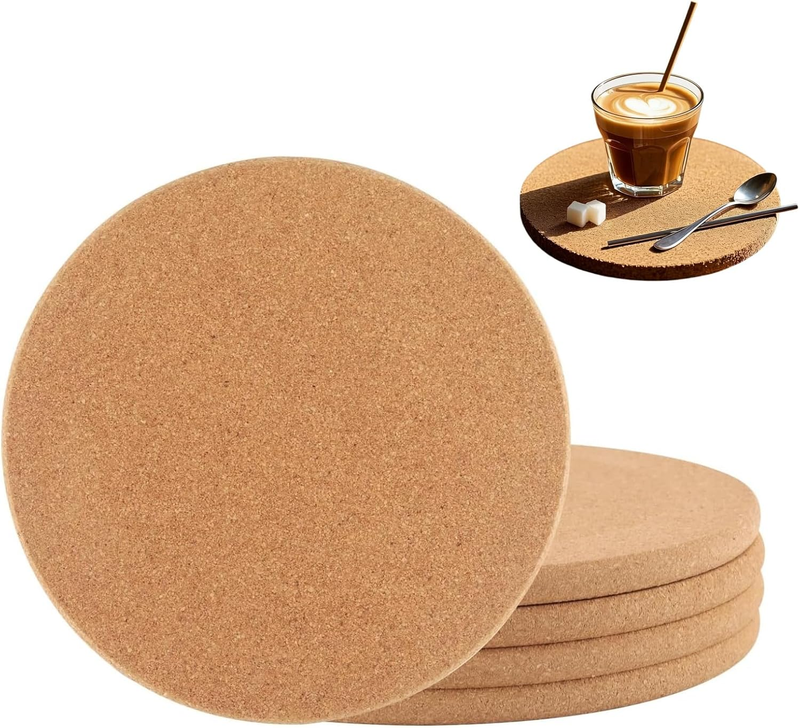 5 Pcs round Cork Trivet Set Thick Heat Resistant Mats 19Cm Placemats