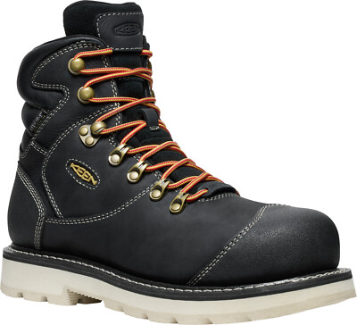 Pre-owned Keen Utility Mens Cincinnati 90 Deg 6in Wp Ct Black/sandshell Leather Work Boots