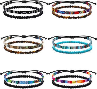 12 Pieces Boho Surfer Ankle Bracelet Set Include 6 Pcs Waterproof