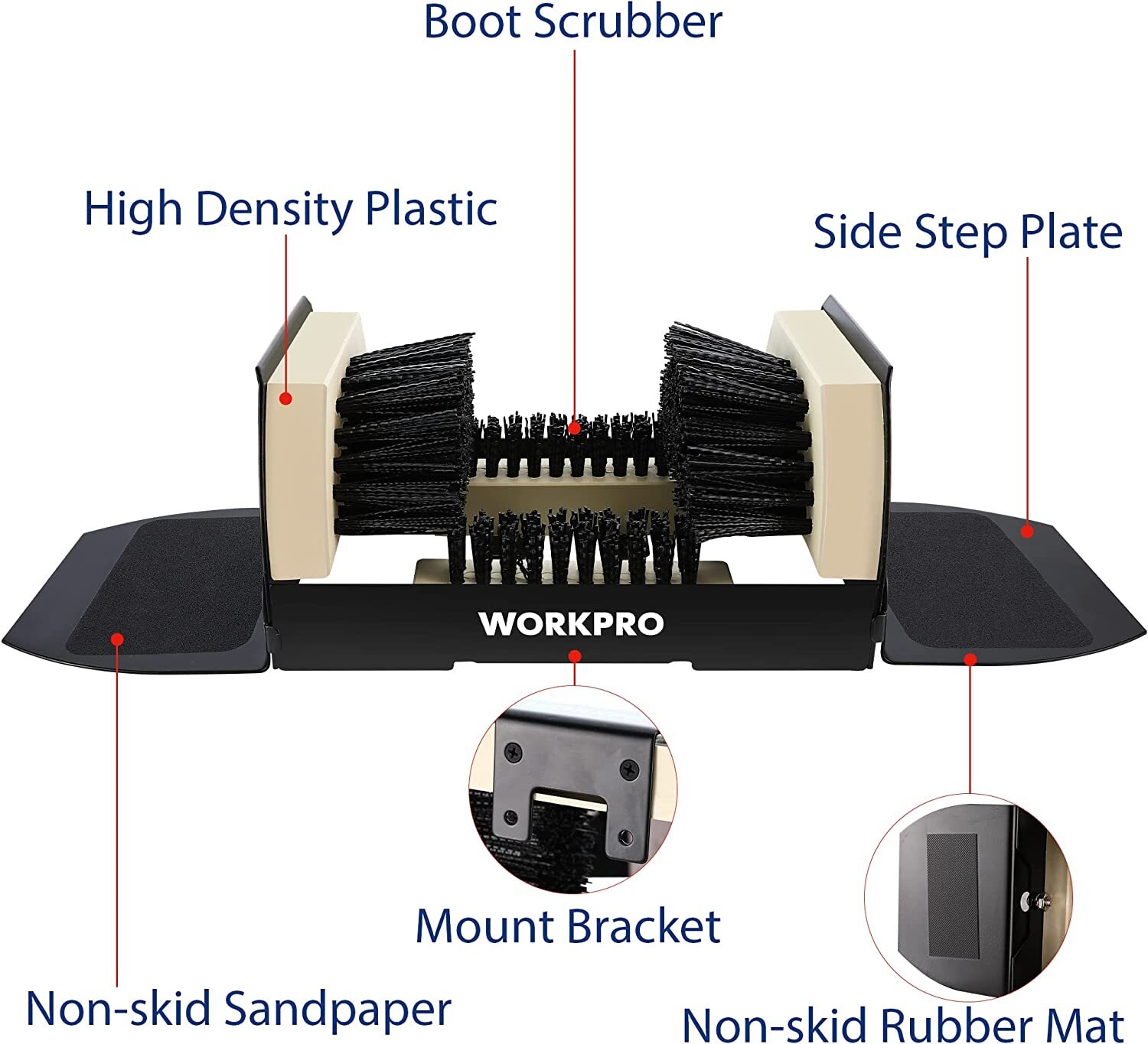 WORKPRO Boot Scrubber Heavy Duty Boot Cleaning Scraper Brush Shoe Mud Cleaner