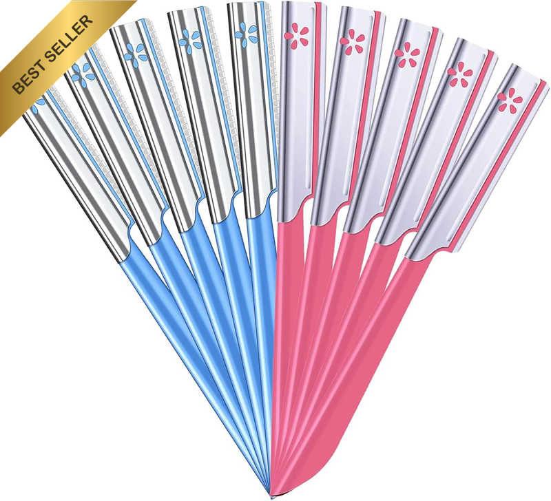 10 Pcs Eyebrow Razor Facial Shaver Trimmer Dermaplaner Shaping Tool Pink Blue