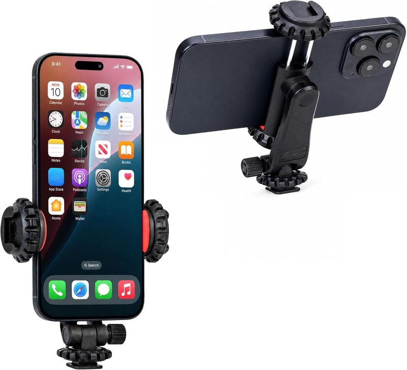Zeadio Universal Phone Tripod Mount, Cell Phone Holder Clamp with Dual Rotatable