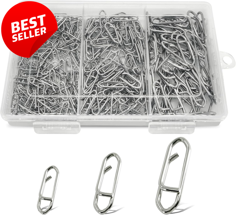 200Pcs Fishing Speed Clips Stainless Steel Quick Snap Connectors S M L - US