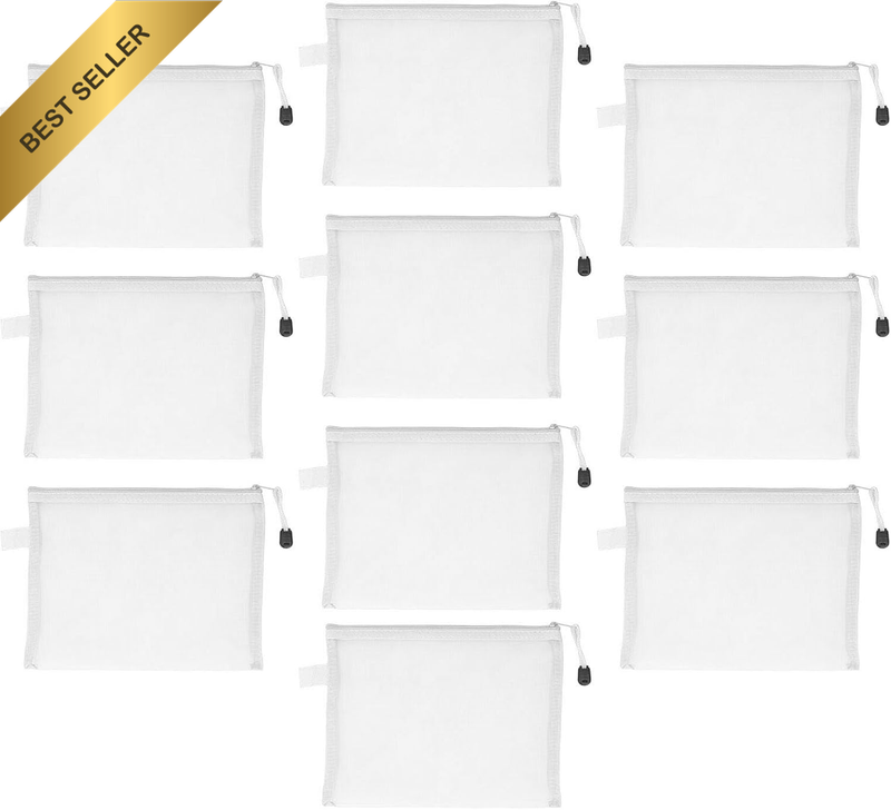 10PCS Mesh Zipper Pouch Bags A5 Document Organizer Water Proof File Folders for