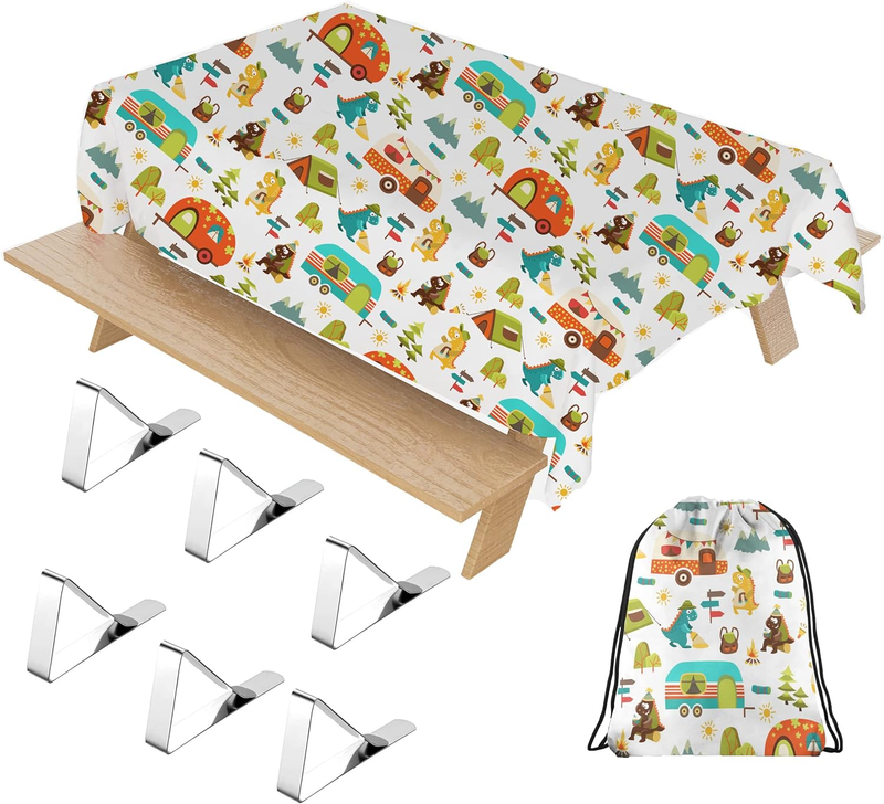 Washable Camping Tablecloth with Clips Camper Picnic Tablecloth 100% Waterproof