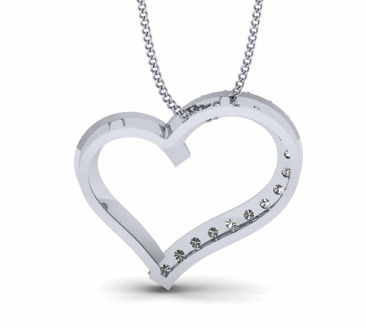 Heart shape pendant 1/6ct natural diamond gold necklace for women 18