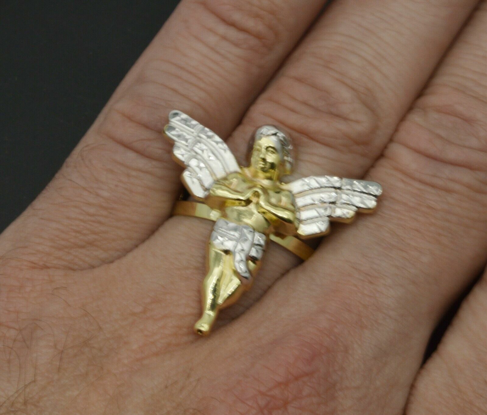 ANGEL REAL 10K YELLOW GOLD LADIES ANGEL RING ALL SIZES