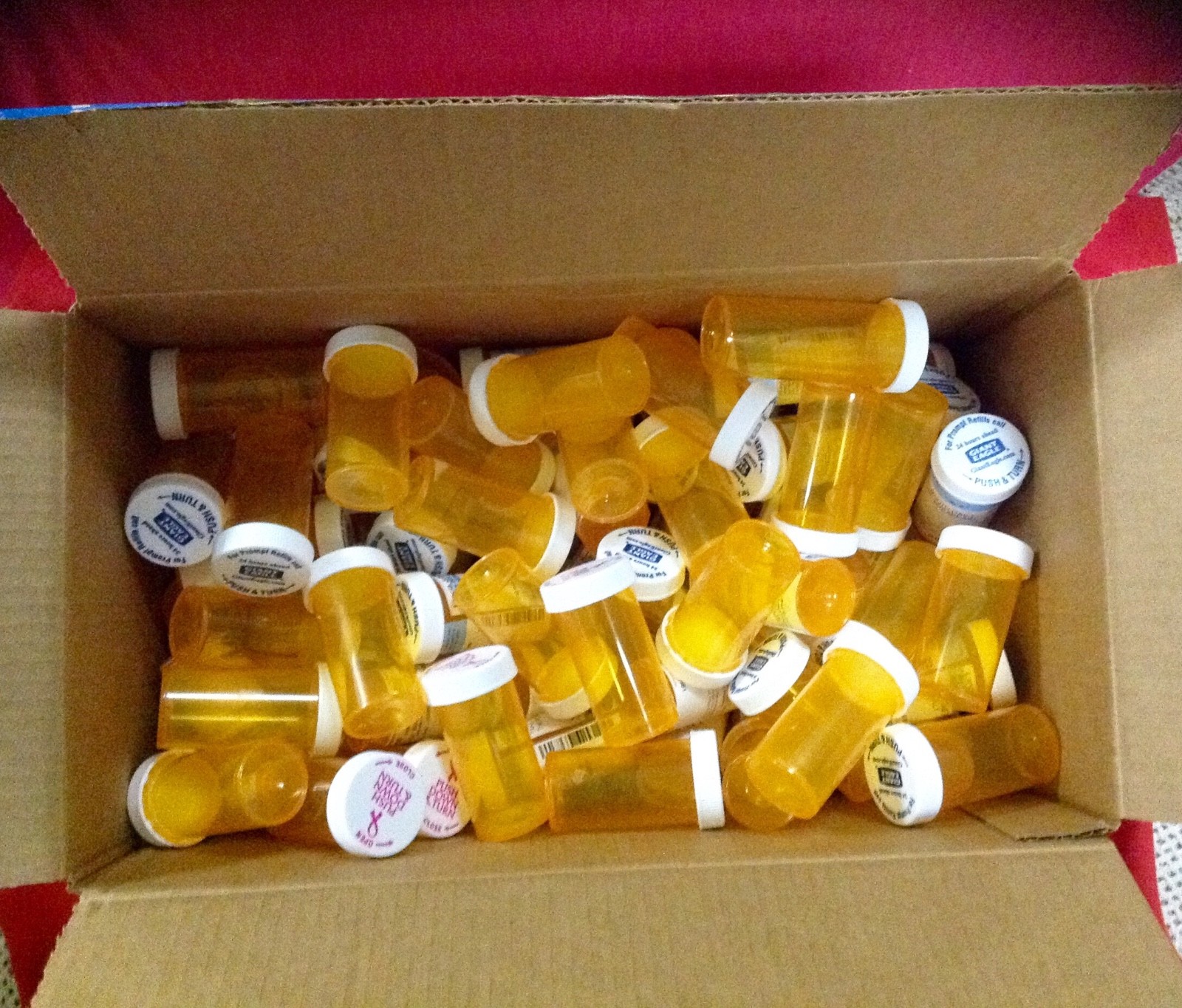 Pill Bottes RX Meds Pharmacy 13 Dram Plastic Safety Lids Crafts Storage 10 / Lot