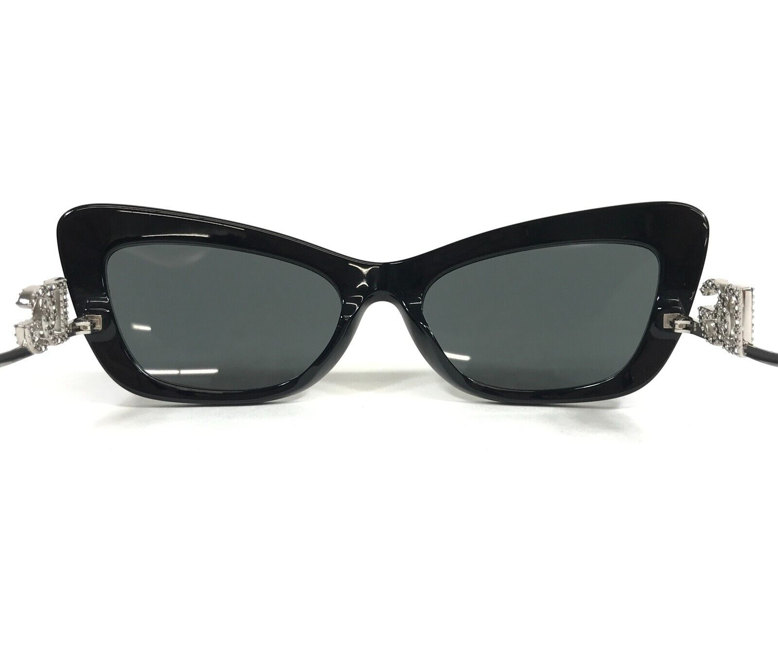 Pre-owned Dolce & Gabbana Sunglasses Dg4467-b 501/87 Black Silver Cat Eye Crystal Frames In Gray