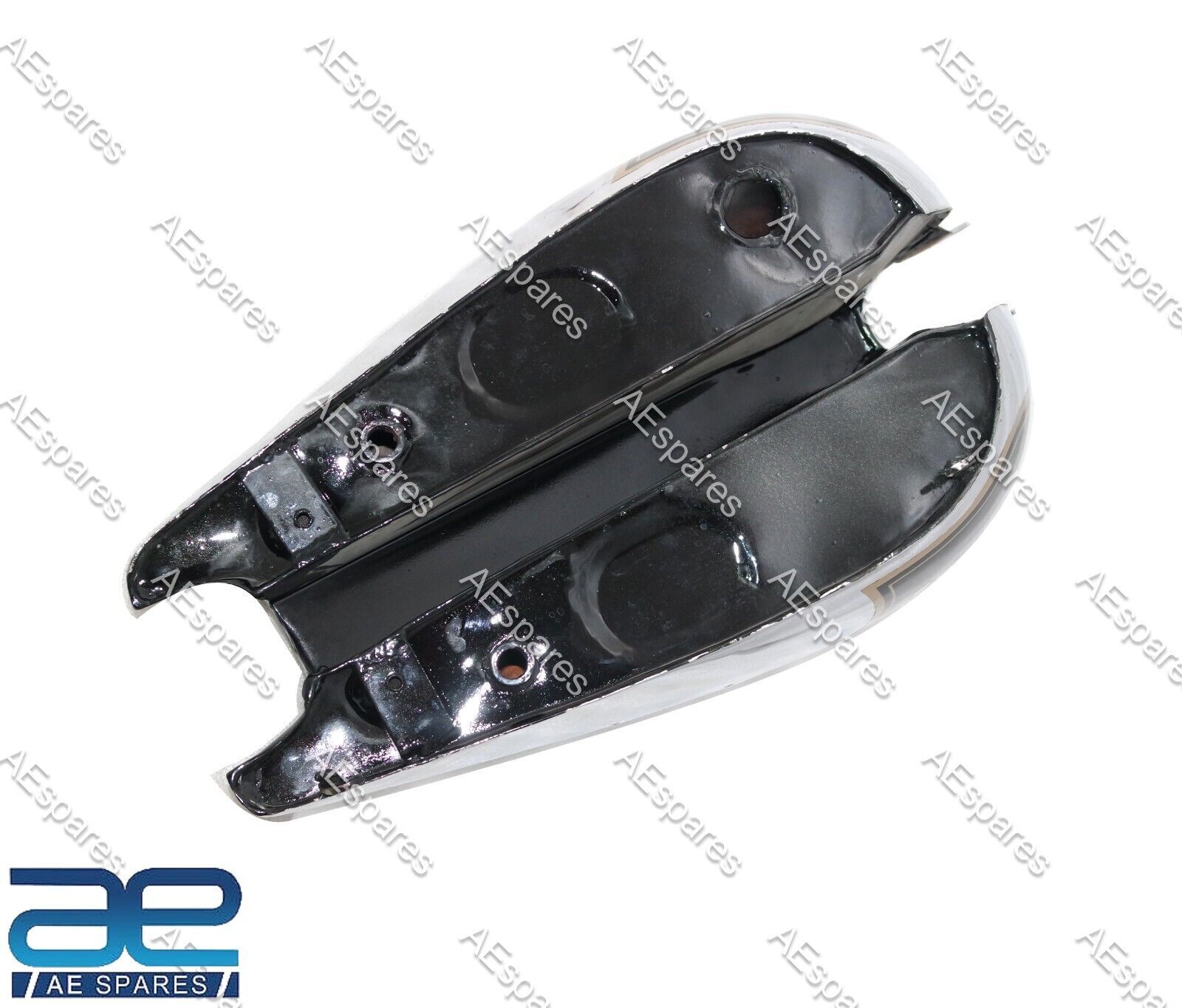 For BSA C10 C11 Black & Chrome Painted Steel Petrol Fuel Gas Tank 