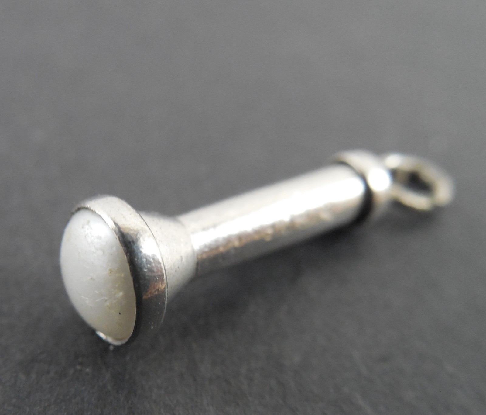 Vintage - Flashlight - Pearl Beam - 3D Sterling Silver Charm - #1443L