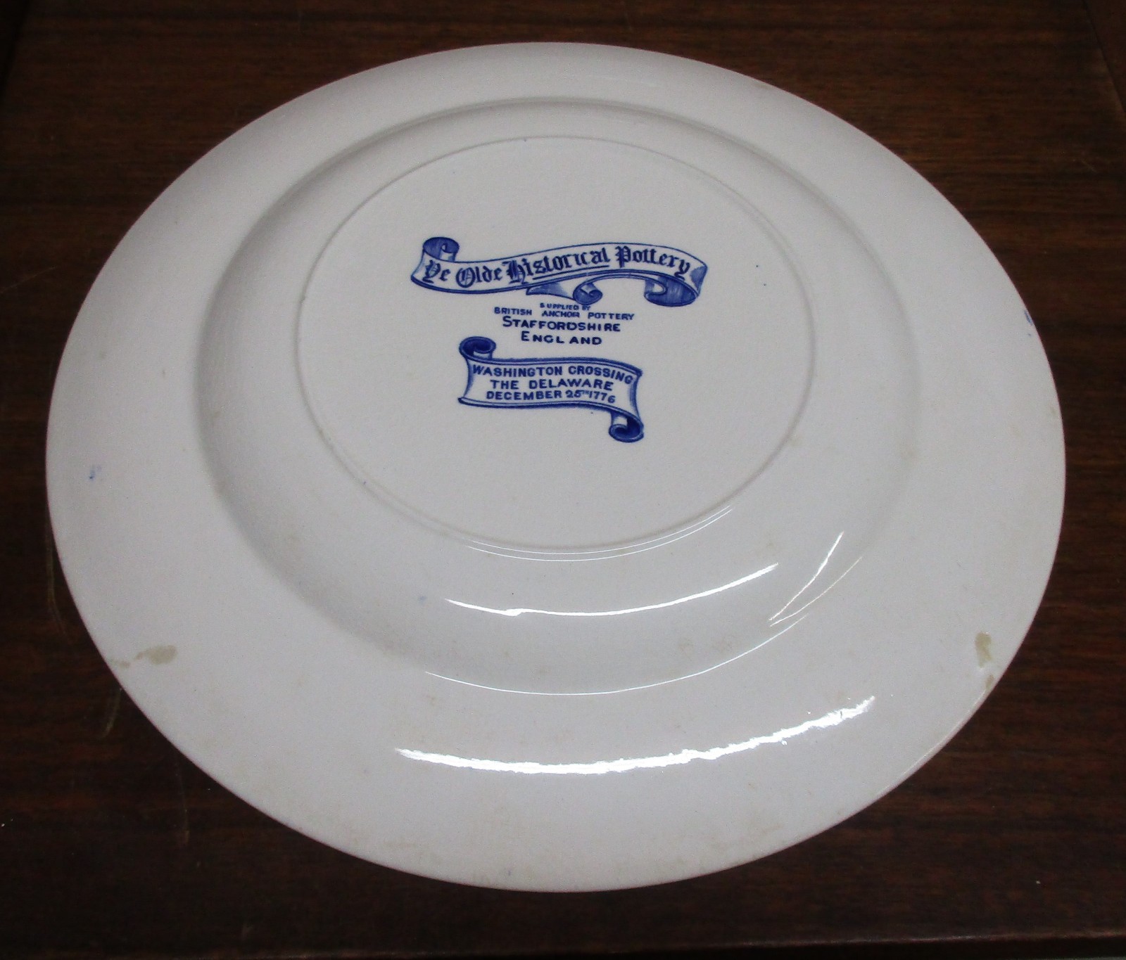 Plate Ye Olde Historical Pottery Staffordshire England Washington Crossing