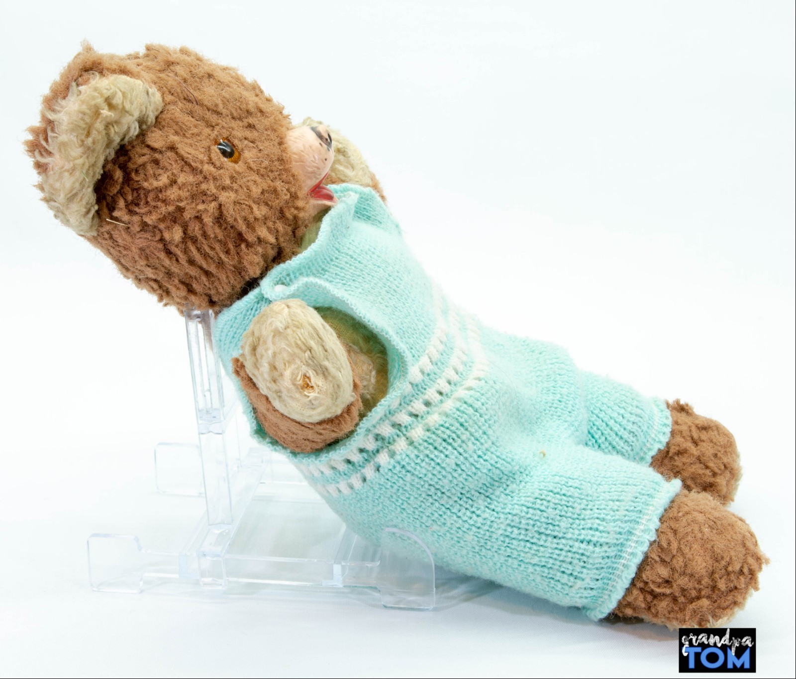 Antique Cinnamon Mohair Teddy Bear Button Eyes Straw Rubber Nose