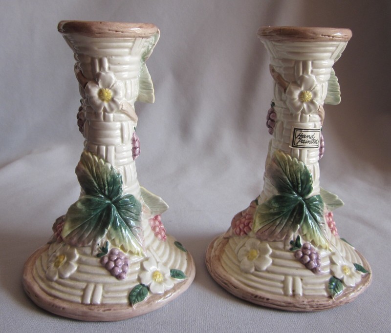 Pair Candlesticks Fitz & Floyd Wild Berries Pattern