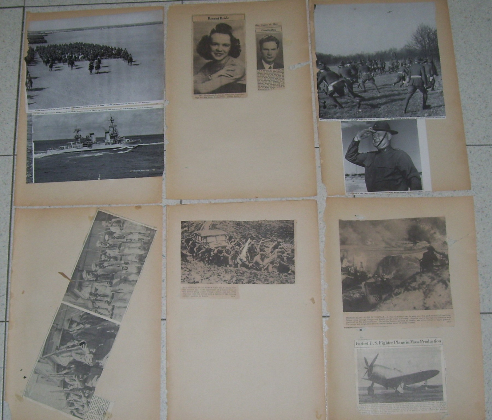 WWII Vintage Scrapbook Pages Newspaper Ephemera WW2 Roanoke VA 1941 to 1945