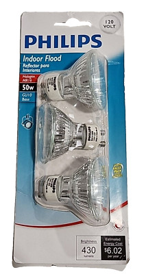 PHILIPS 415794 Indoor Flood 50-Watt MR16 GU10 Base 120-Volt Light Bulb 3-Pack