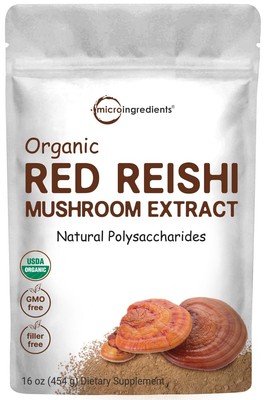 Organic Reishi , 16oz | 100:1 Extract, Red Reishi Mushrooms | Great for Coffe...
