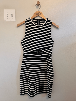Express black and white striped dress cheap