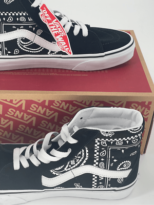 Vans Sneakers Sk8 Hi Peace Paisley Women Size 8 Black White High Top New
