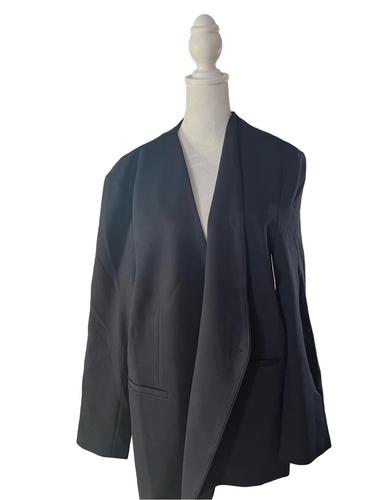 Pre-owned Spanx Women's Black Perfect Collarless Single Breasted Blazer Size X Large In Blue