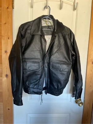 Spiced Jack No 94 men's black leather jacket size M zip up