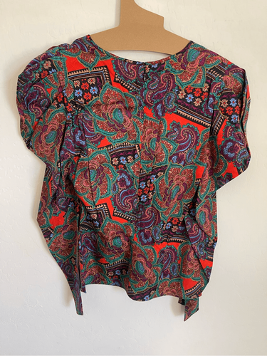 Pre-owned Veronica Beard Simmons Paisley Floral Silk Blend Blouse Size 6 In Multicolor