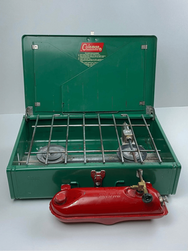 Vintage Coleman USA Two Burner Camp Stove 425E499 Green w