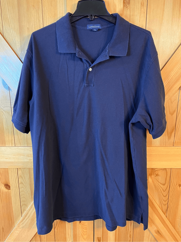 Lands’ End ベロア ポロシャツ USA製 L ネイビー Lands' End Polo Shirt Mens 2XL XXL Navy Blue Short Sleeve (2060