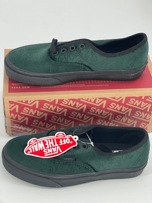 Green velvet top vans slip on