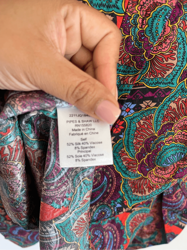 Pre-owned Veronica Beard Simmons Paisley Floral Silk Blend Blouse Size 6 In Multicolor