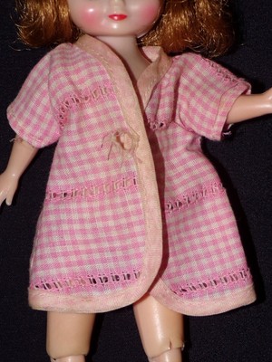 Vintage Tiny Betsy McCall Size Pink Gingham Pierced Robe Cute