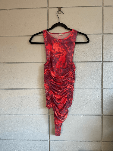 Women’s Free People Sheer Mesh Floral Ruffled Body Suit size XS