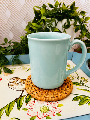 Corning Ware   Corelle COFFEE MUG Turquoise Aqua Blue   Cottage Core