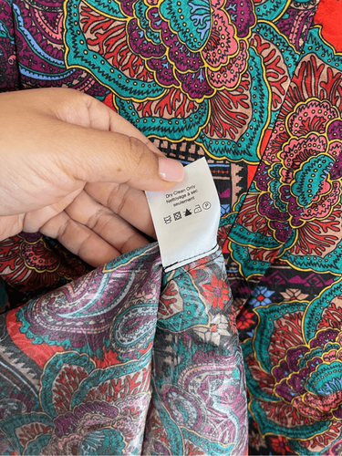 Pre-owned Veronica Beard Simmons Paisley Floral Silk Blend Blouse Size 6 In Multicolor