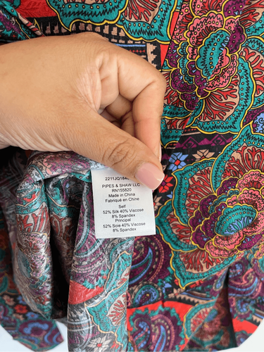 Pre-owned Veronica Beard Simmons Paisley Floral Silk Blend Blouse Size 6 In Multicolor