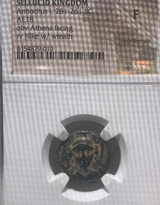 Seleucid Kingdom Antiochus I 281-261 BC AE 18 Athena facing Nike NGC F
