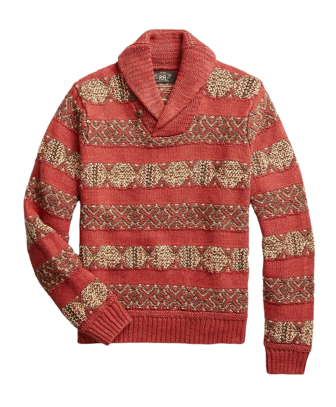 超人気新品 Ralph Blanket 1940's Linen Knit Intarsia Red RRL Lauren トップス
