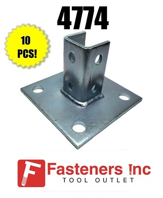 (QTY 10) Square Post Base 1-5/8" for Unistrut / B-Line Channel #4774 P2072ASQ EG