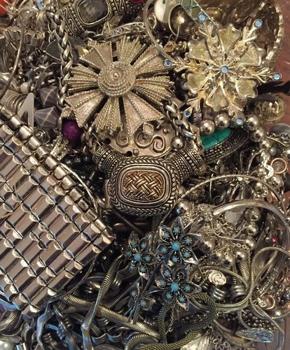 Huge!!! 12-13 Pounds Vintage To Now Junk  Drawer Silver Tone Harvest Lot