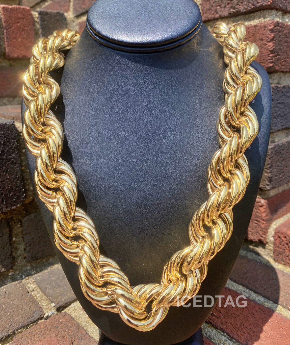 ロープチェーン 金色 ネックレス HIP HOP 80's 90's Men's 90's Hip Hop Rapper Style Hollow 10mm 22