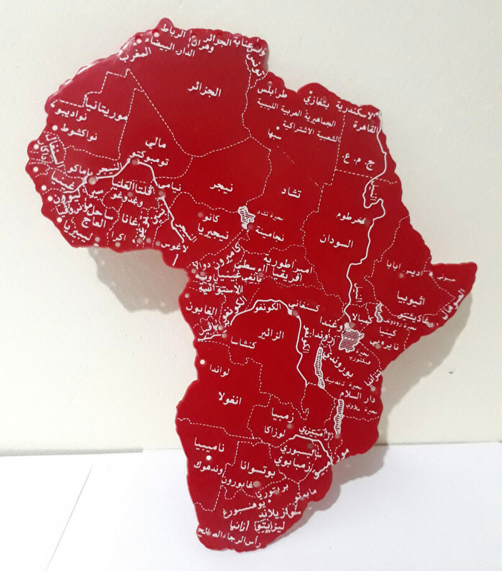 Carte Vintage Africa Doisy Made In France Reg Des. Copyright Hard Plastic Red