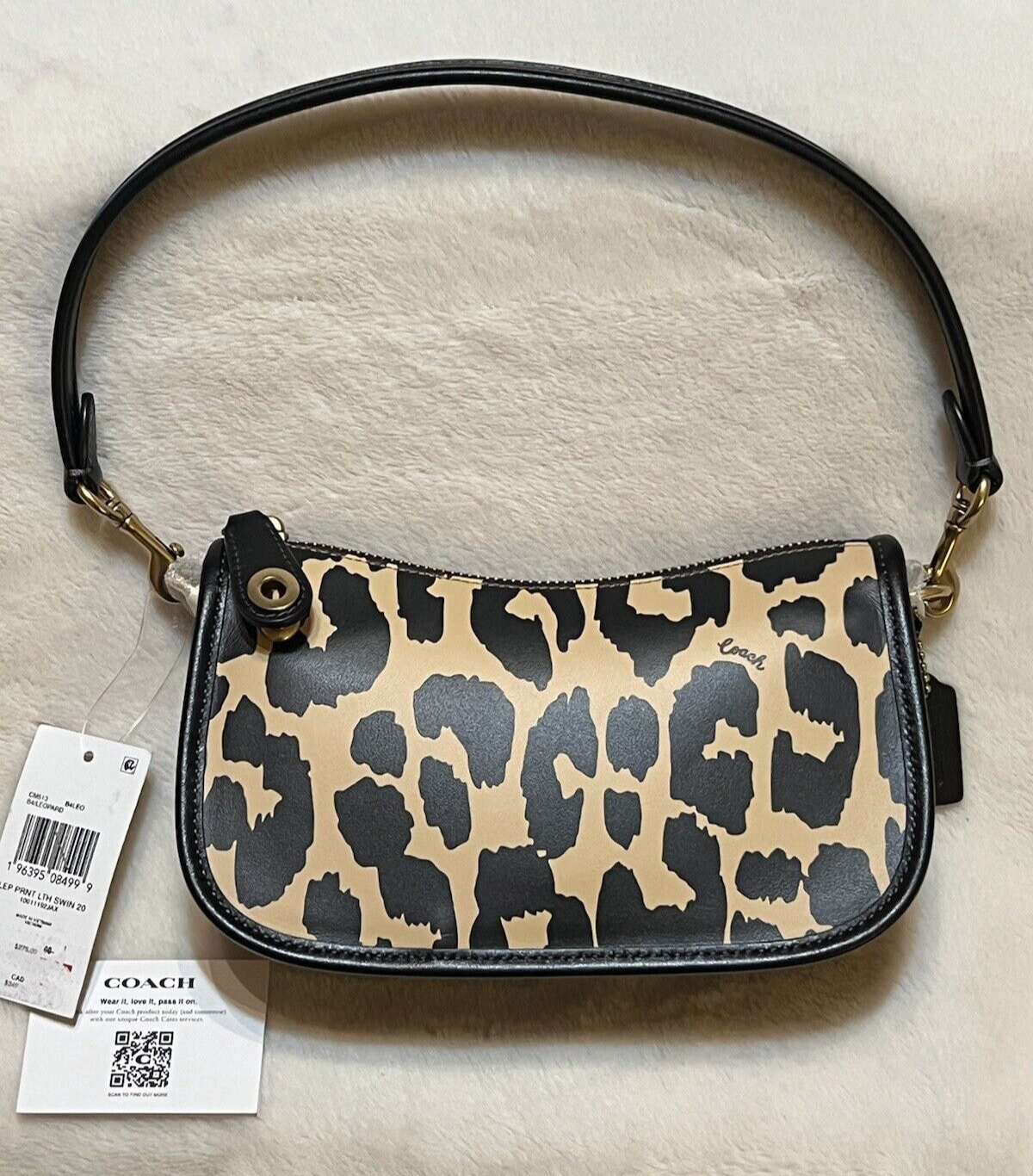 Coach Retail Leopard Printed Mini Leather Swinger 20 CM513