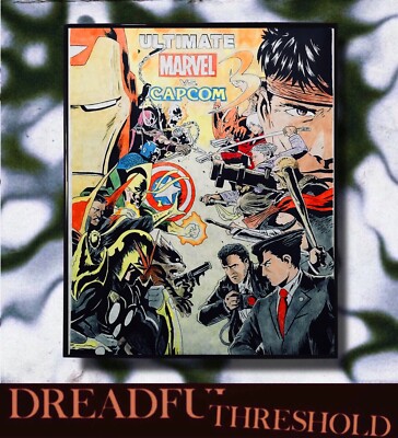Ultimate Marvel vs Capcom 3 Hand-Drawn Poster Wall Art Drawing (16x20) - Framed