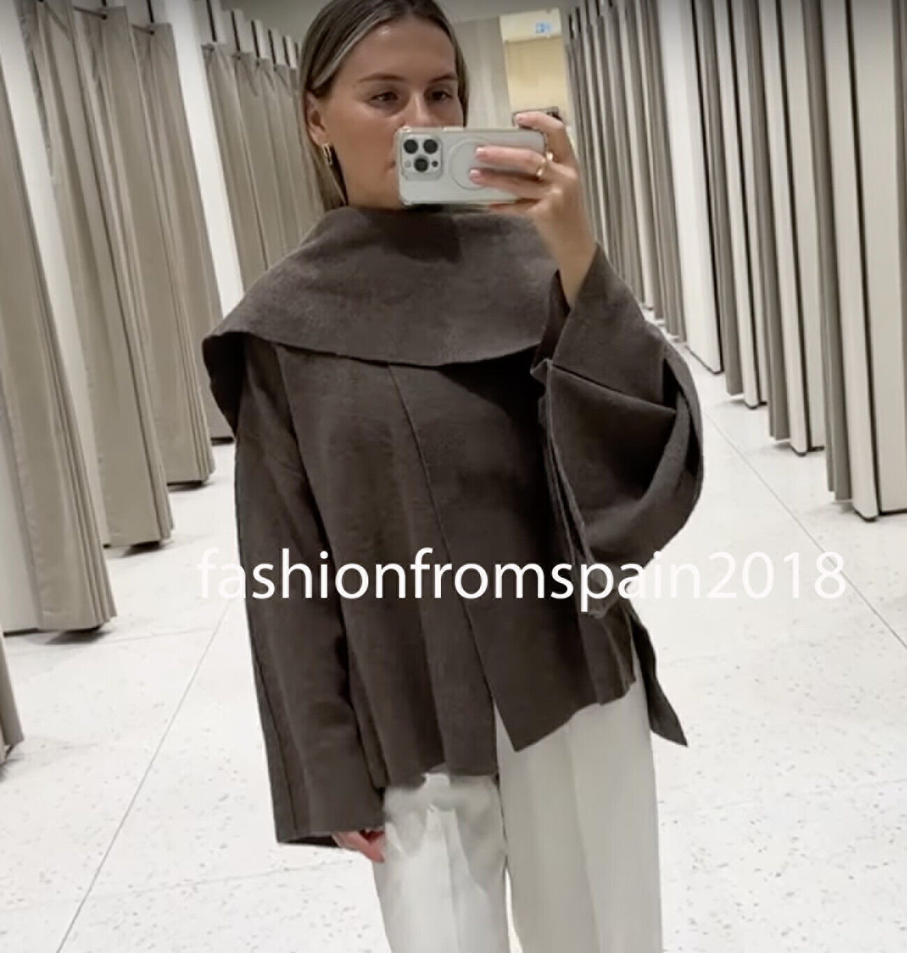 ZARA NEW WOMAN SHORT CAPE COAT BROWN TAUPE S-M,L-XL 2756/107 ZARA NEW WOMAN SHORT CAPE COAT BROWN TAUPE S-M,L-XL 2756/107
