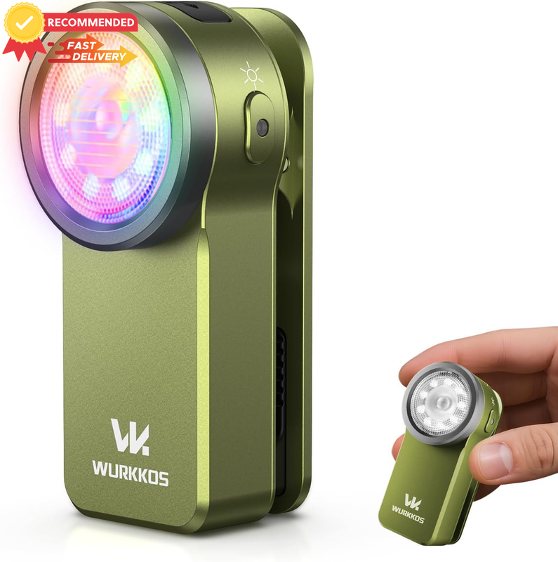 HD03 Rechargeable Clip-On Torch 680 Lumens Pocket Flashlight RGB Magnetic Green