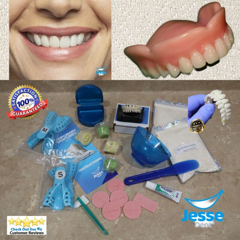 DIY Denture Kit Make your Temporary  Dentures upper and lowerResin Acrylic teeth