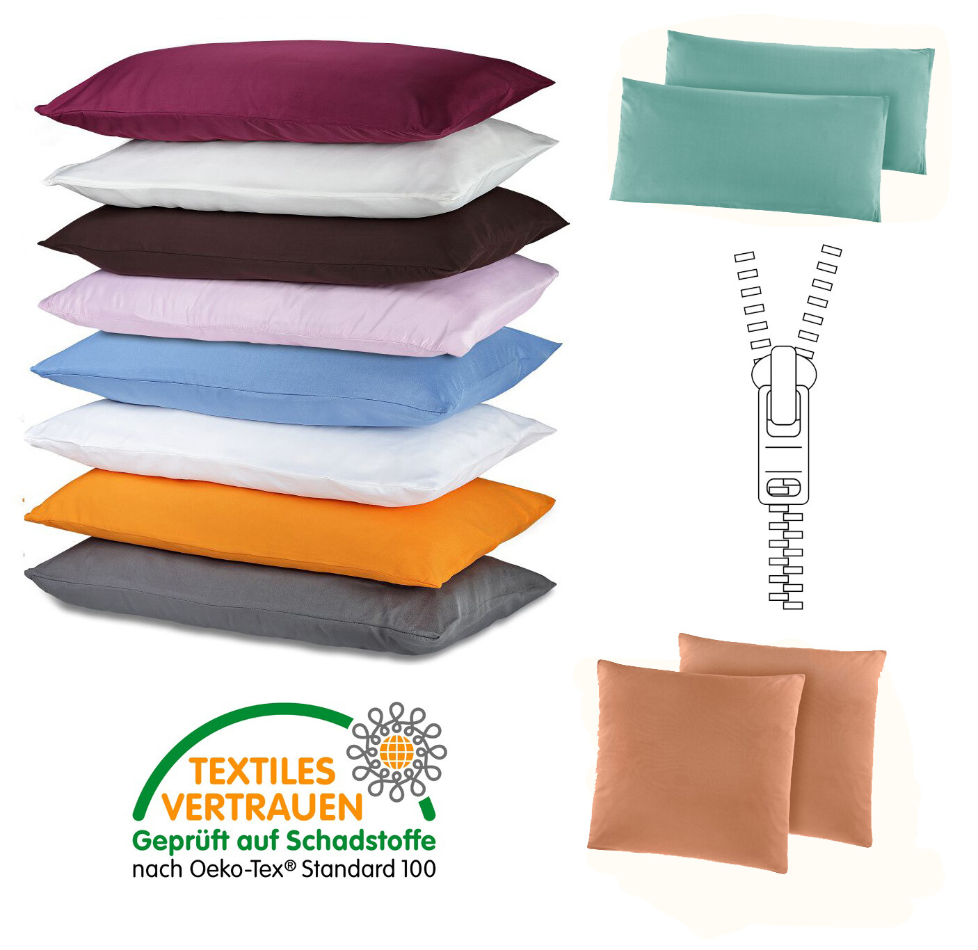 2er Set Kissenhüllen Kissenbezüge Kopf Kissen Bezug Mikrofaser 40x40 40x80 80x80