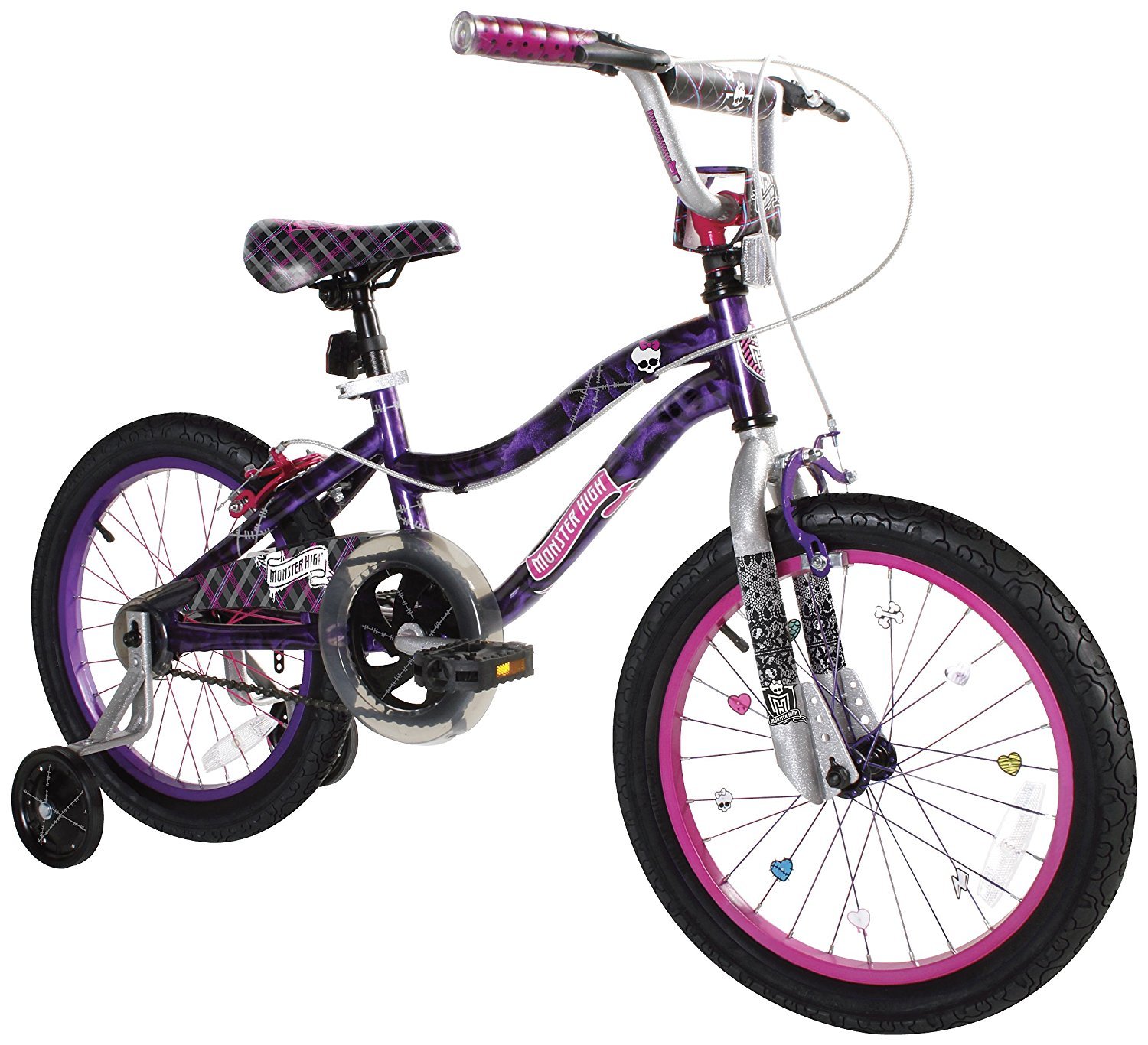 Dynacraft Monster High Girls BMX Street/Dirt Bike 18", Black/Purple/Pink