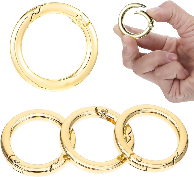 4 Pcs Metal O Ring for Purse Strap 1 Inch Gold Key Spring Rings for Handbag & Ke